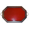 Vassoio arte povera ottagonale con 2 maniglie cm 44 x 30 grande, vetro cm 38 x 24