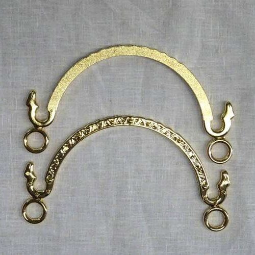 Manici per borsetta in metallo dorato , 2 pezzi cm 14 x 7,5