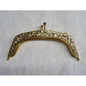 Chiusura per borsetta rettangolare zigrinata colore argento cm 12