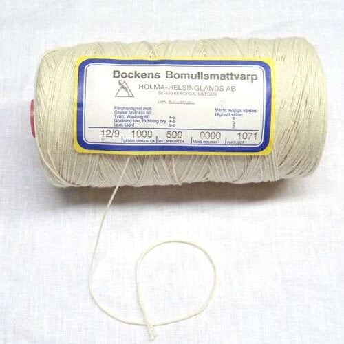 Bockens bomullsmattvarp  gr 500, cotone 100% bianco naturale misure dal 12/6 al 12/45