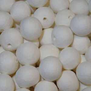 Palline bianche d'ovatta pressata con foro varie misure