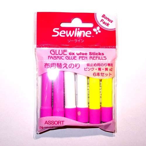 Ricambio 6 cartucce colori misti per matita con colla per imbastire tessuti, glue pen sewline