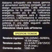 Alimentatore switching universale 1000ma