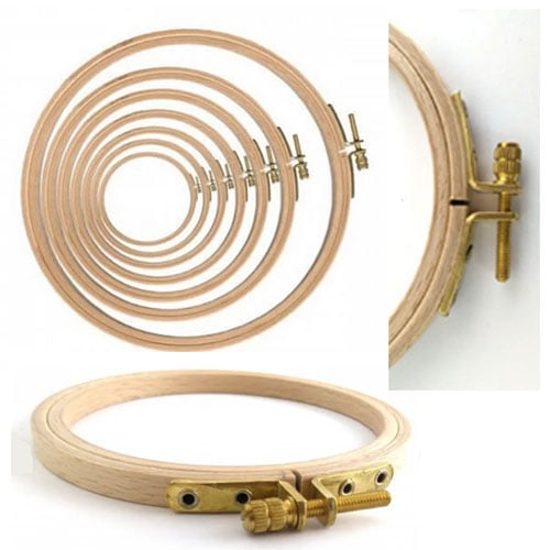 Telaio per ricamo senza vite in legno di faggio, disponibile in varie misure, con marchio del castello.