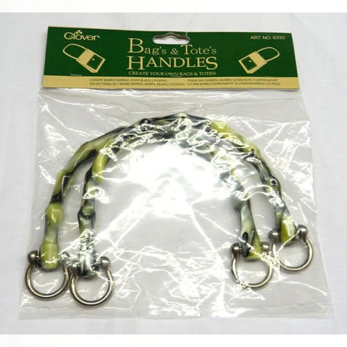 Abo471 Manici per borsetta Clover 6333 – tipo bambù - resina color verde (2 pezzi)