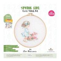 Kit punto croce tuva/dmc: spring girl con telaio cm 25