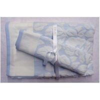 Set asciugamani dmc "rose deco'" spugna bianco/azzurro