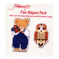 Magnete con orsetto e gufo, kit punto croce