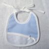 Bavagliolo ovale piccolo con banda in aida: avorio rosa azzurro cm 15x15