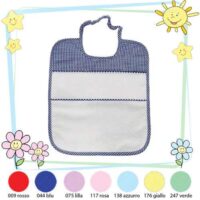 Bavaglino baby asilo quadretti tanti colori, cm 26x29