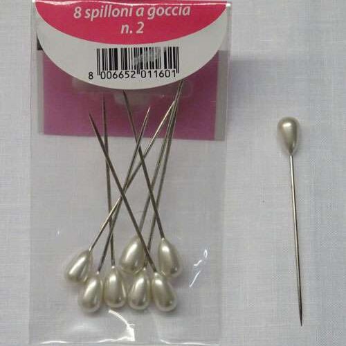 Spilloni testa perla bianco n°2/8 pz