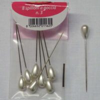 Spilloni testa perla bianco n°3/8 pz