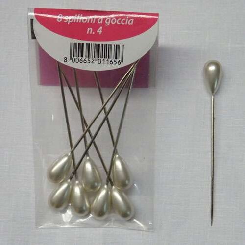 Spilloni testa perla bianco n°4/8 pz