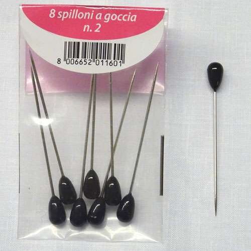 Spilloni testa perla nero n°2/8 pz