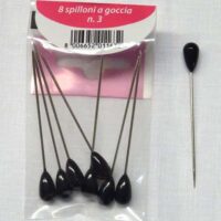 Spilloni testa perla nero n°3/8 pz