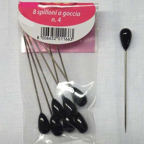 Spilloni testa perla nero n°4/8 pz