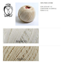 Cat8c Cotone Povero 6 Fili – Bianco/Ecru – Gomitoli 50 g / 112 m