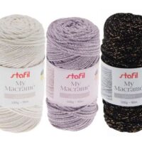 My macrame'  glitter gr 100/90 mt blu scuro-rosso-nero-crema-pietra
