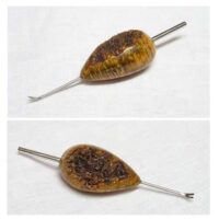 Spingispilli a tubino e toglispilli a forchetta con manico in radica by alessandro bean, pezzo unico