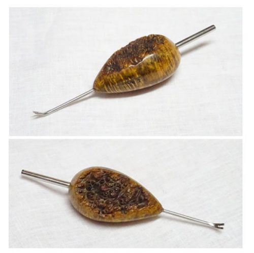 Spingispilli a tubino e toglispilli a forchetta con manico in radica by alessandro bean, pezzo unico - immagine 2
