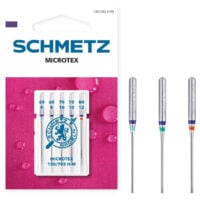 AGM18a Confezione di aghi Schmetz Microtex misti 60/8–80/12 per seta, microfibra e materiali fini.