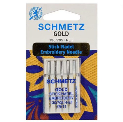 AGHI MACCHINA SCHMETZ GOLD/TITANIO EMBROIDERY/ RICAMO 75/11