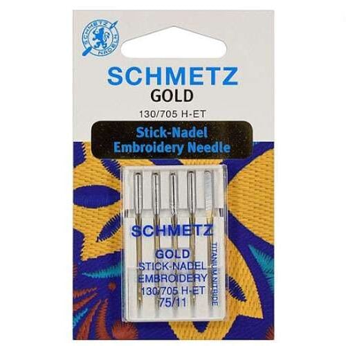 Aghi macchina schmetz gold/titanio embroidery/ ricamo 75/11