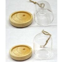 Cupola vetro trasparente con base in legno mm 80 x 60