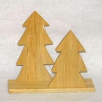 Porta salviette abeti natalizi in legno grezzo cm 19,5/15 x 20 x 6