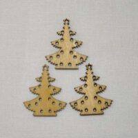 Abete in legno con stelline 3 pezzi  cm 3,1 x 2,6