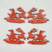 Babbo natale in slitta in legno rosso 4 pezzi  cm 3,8 x 2,8