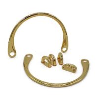 Manici per borsetta in metallo colore oro cm 14,5 x 11 + 4 archetti
