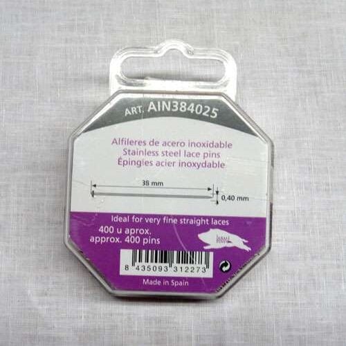 Spilli inox extra fini per merletto 0,40 x 38 scatola da 400 pezzi