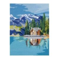 Canovaccio penelope 4 pt/cm stampato con paesaggio alpino
