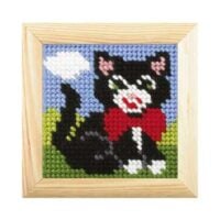 Kit mezzopunto "il gatto" livello facile orchidea/zweigart