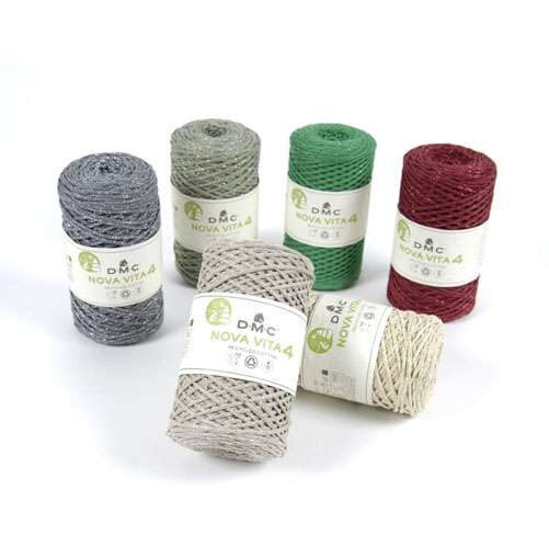 Nova vita 4 dmc cotone riciclato/ maglia-uncinetto-macrame' gr 250/200 mt metallizzato
