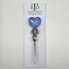 Punteruolo con cuore in  vetro murano azzurro e argento, senza tappo di protezione - immagine 2
