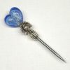 Punteruolo con cuore in  vetro murano azzurro e argento, senza tappo di protezione