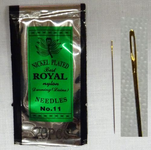 Aghi royal nylon darning/cruna lunga ovale e dorata n° 11