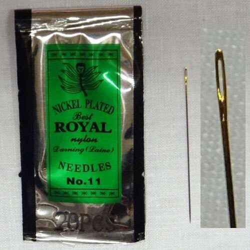 Aghi royal nylon darning/cruna lunga ovale e dorata n° 11
