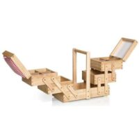 Portalavoro in legno chiaro, 4 scomparti + 1 grande alla base  prym