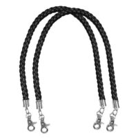 Manici per borsetta cm 65 ecopelle intrecciata nero o marrone con moschettoni argento