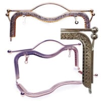 Chiusura per borsetta Clic Clac metallo color oro brunito cm 21, rettangolare