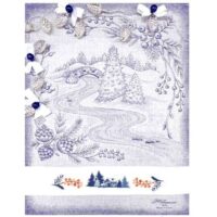 Asciugapiatti "pigne", graziano misto lino blu/argento