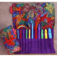 Denise2go for crochet punta singola, colori forti: kit 12 uncinetti per tunisi con cavo lungo o circolare