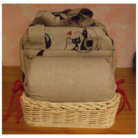 Tombolo da viaggio gatti, borsa e tombolo con cestino cm 22