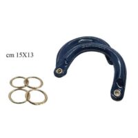 Manici dior in ecopelle lucida nero con moschettone ad anello oro cm 15 x 13 2 pezzi