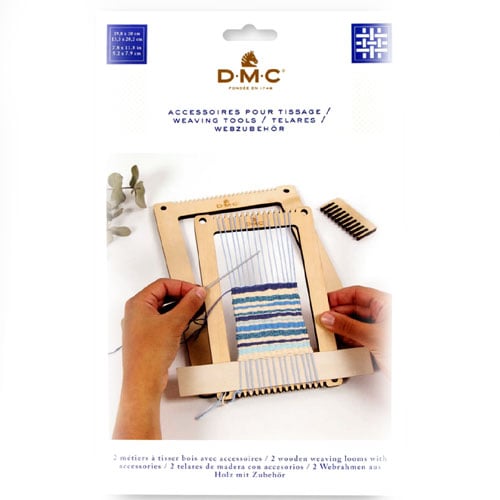 Ttes75b Set DMC con due telai in legno per tessitura, accessori inclusi e tutorial QR con modelli gratuiti