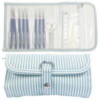 Uncinetti kit tulip etimo royal silver custodia righe azzurre