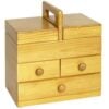 Portalavoro in legno chiaro, 2 bacinelle + 3 cassetti